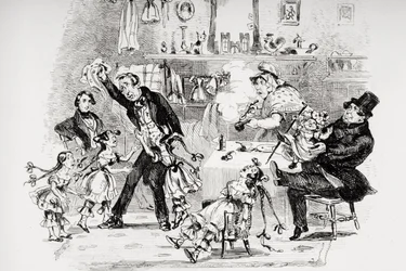 Emoción del Sr. Kenwigs al escuchar las noticias familiares de Nicholas, ilustración de 
